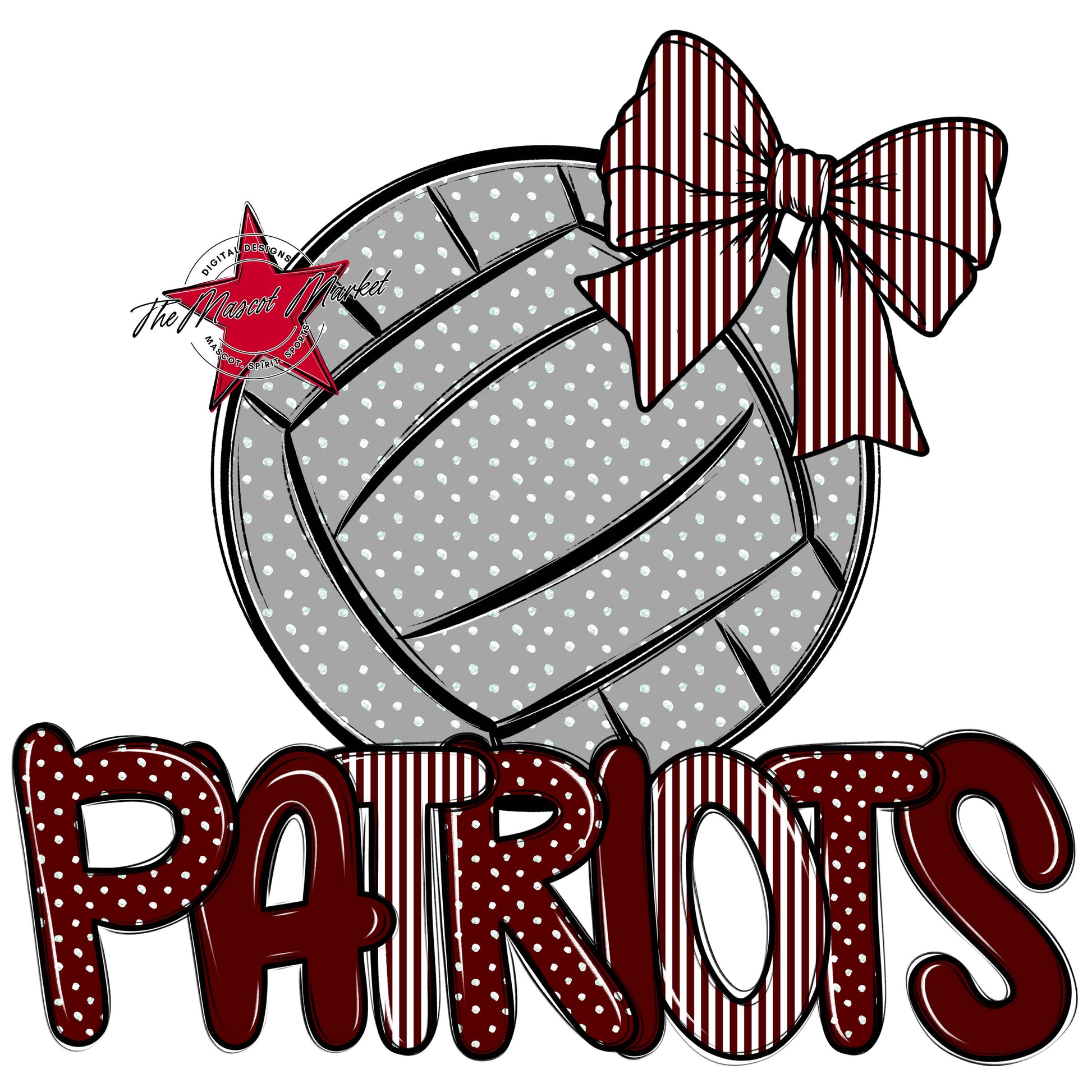 Patriots Volleyball Spirit Design-Maroon