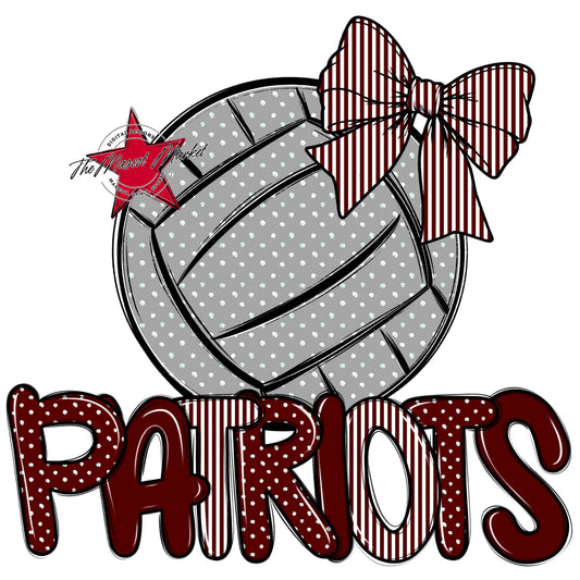 Patriots Volleyball Spirit Design-Maroon
