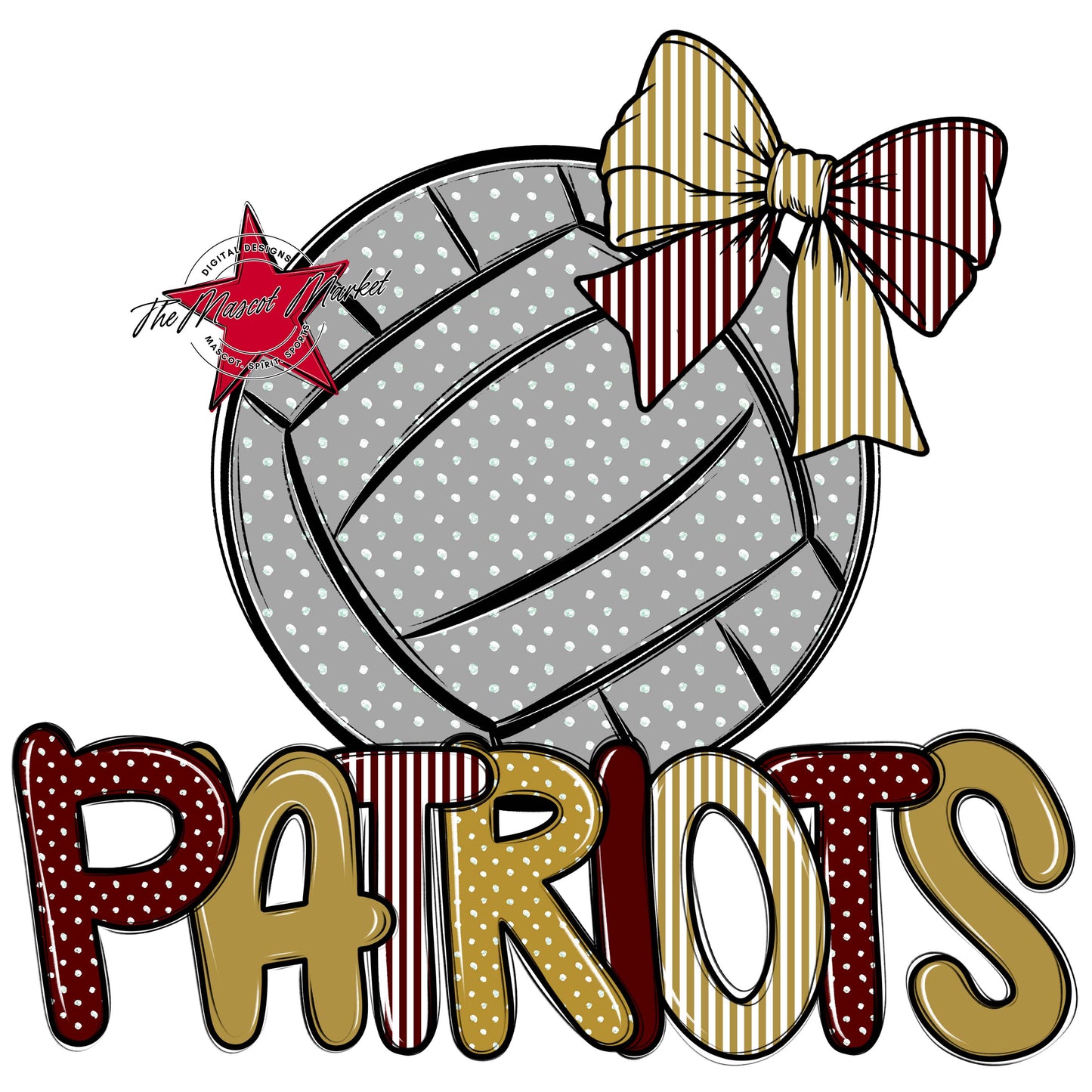 Patriots Volleyball Spirit Design-Maroon & Gold