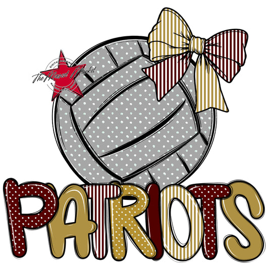 Patriots Volleyball Spirit Design-Maroon & Gold