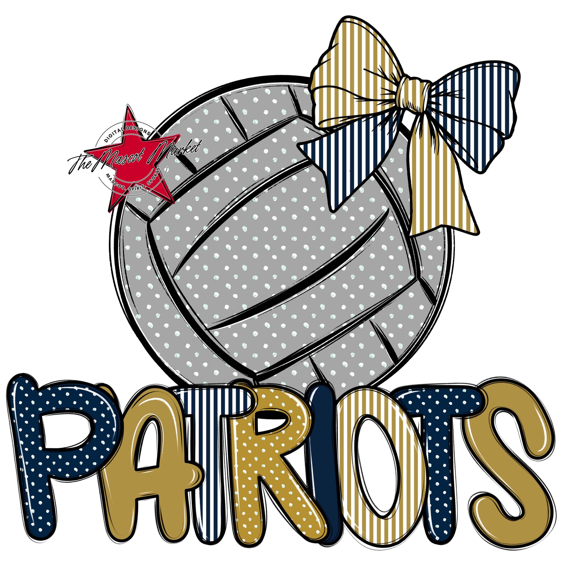 Patriots Volleyball Spirit Design-Navy & Gold