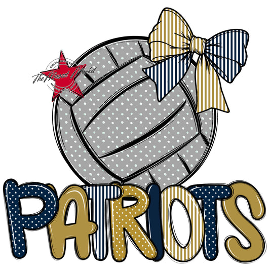 Patriots Volleyball Spirit Design-Navy & Gold