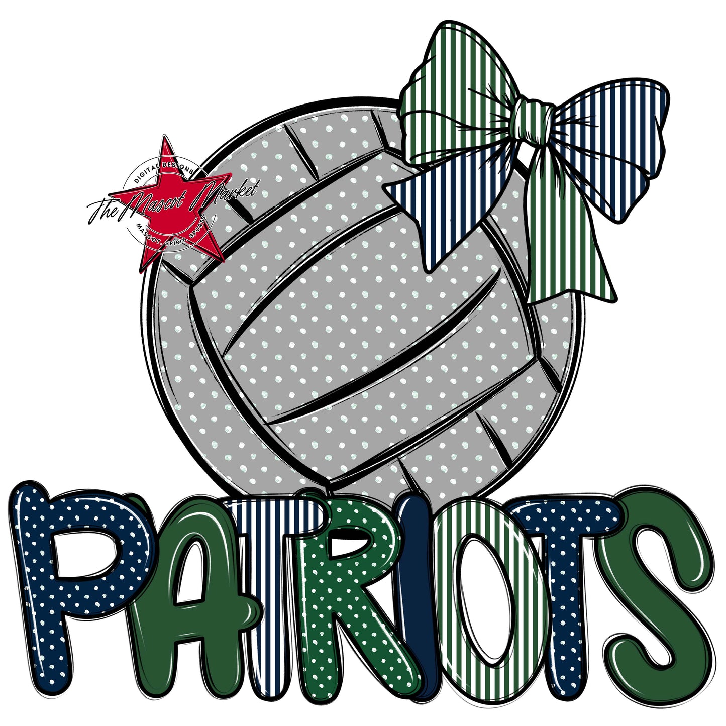 Patriots Volleyball Spirit Design-Navy & Green