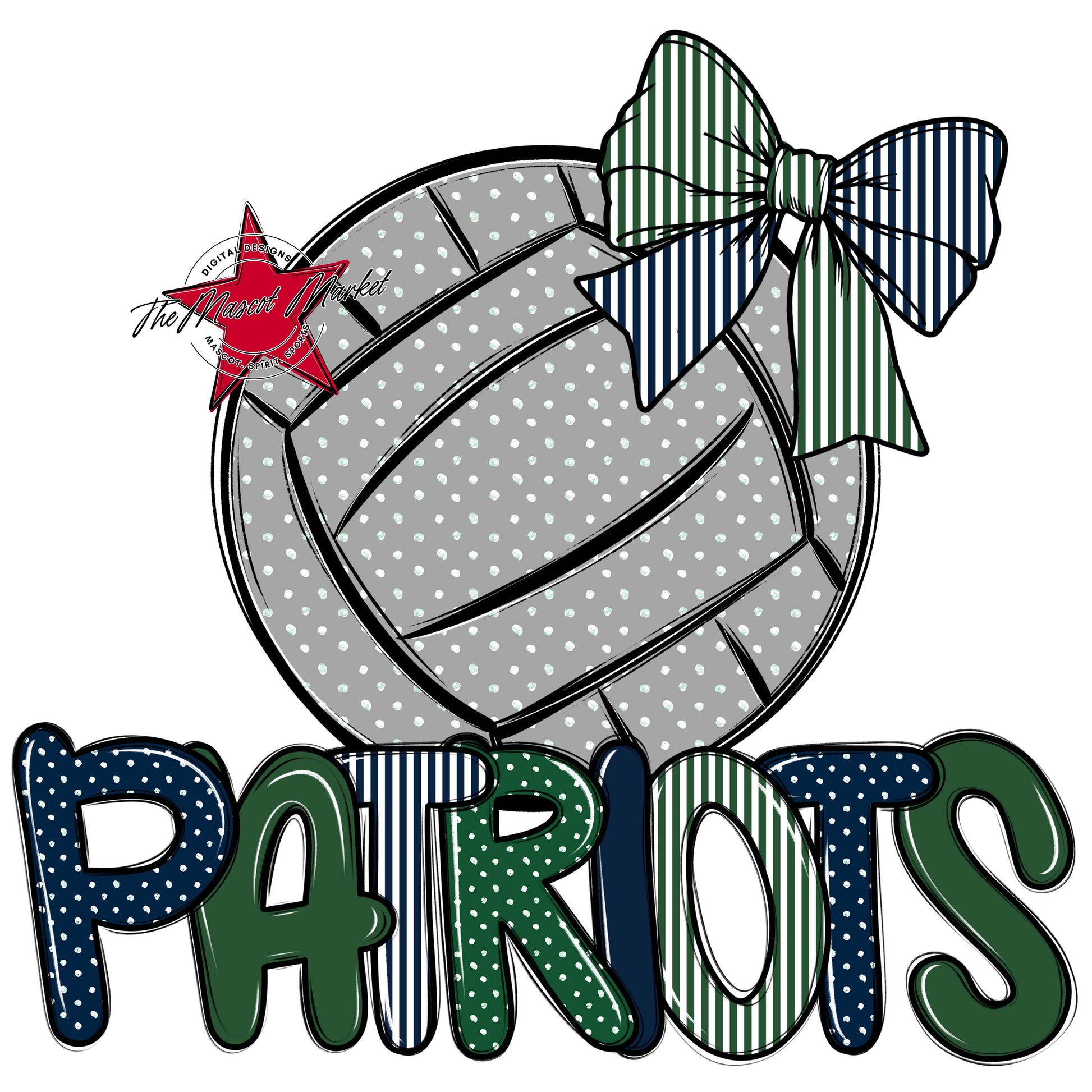 Patriots Volleyball Spirit Design-Navy & Green