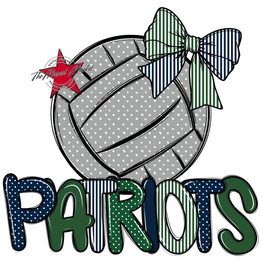 Patriots Volleyball Spirit Design-Navy & Green