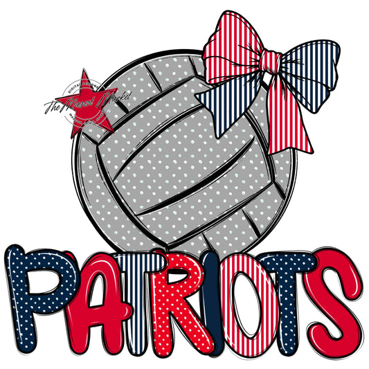 Patriots Volleyball Spirit Design-Navy & Red