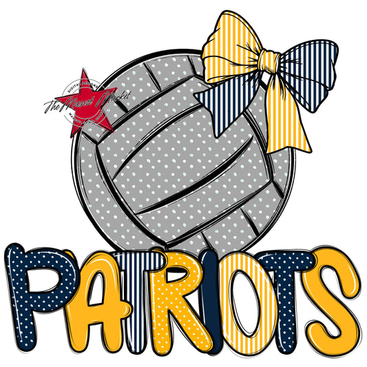 Patriots Volleyball Spirit Design-Navy & Yellow