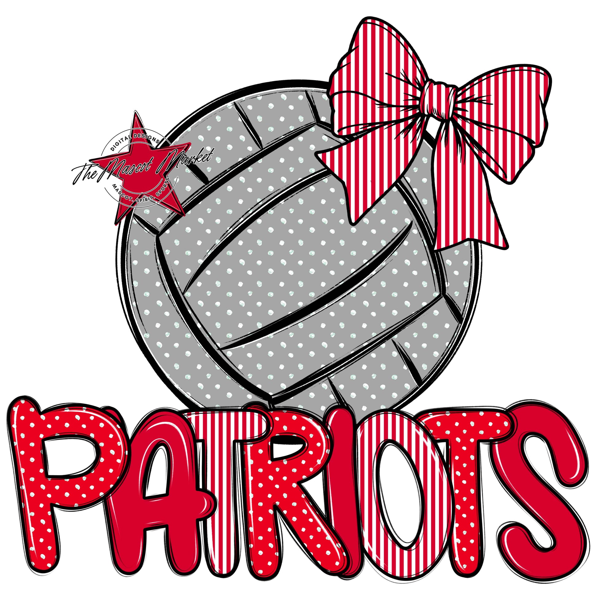 Patriots Volleyball Spirit Design-Red