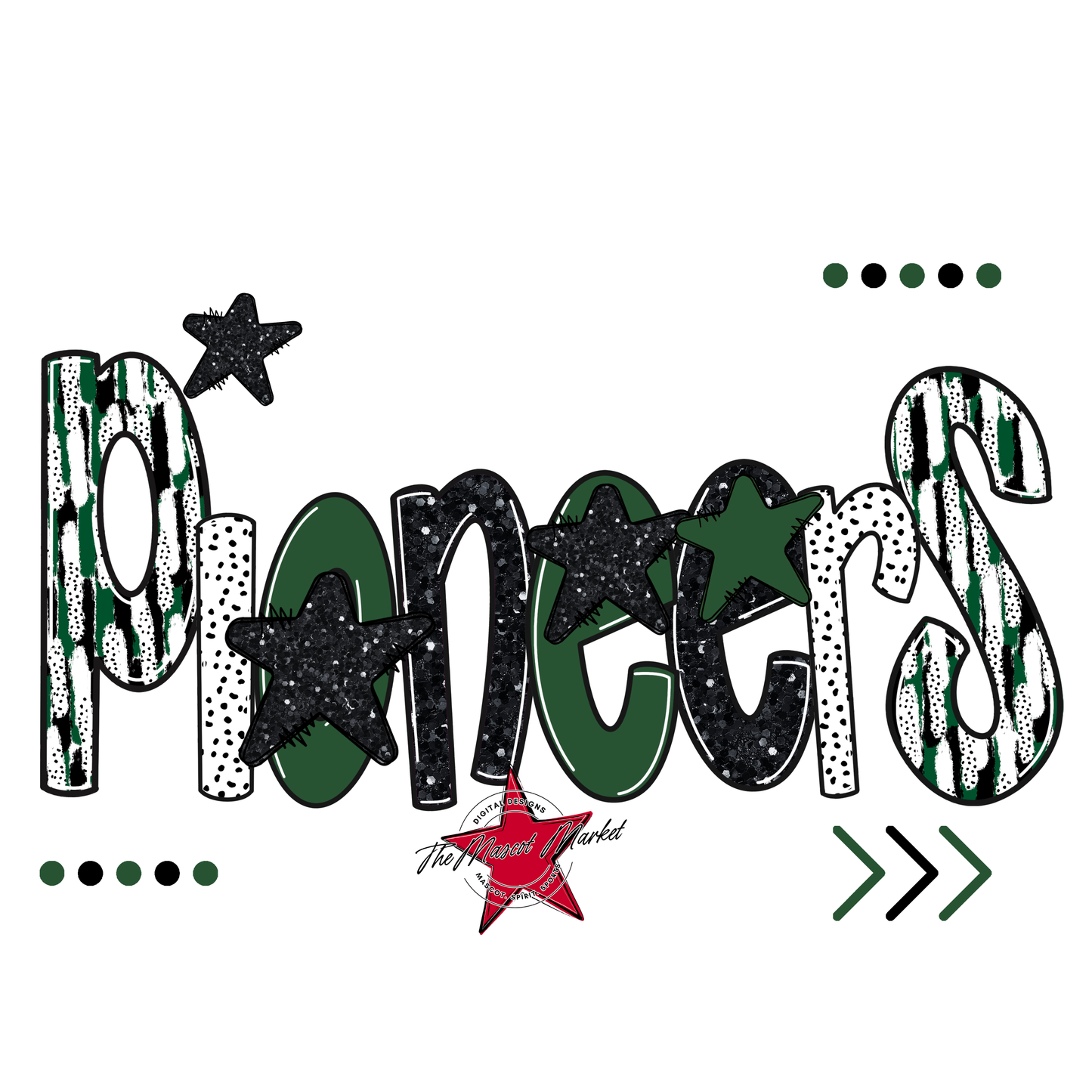 Pioneers Brushstroke Alpha w Arrows-Green