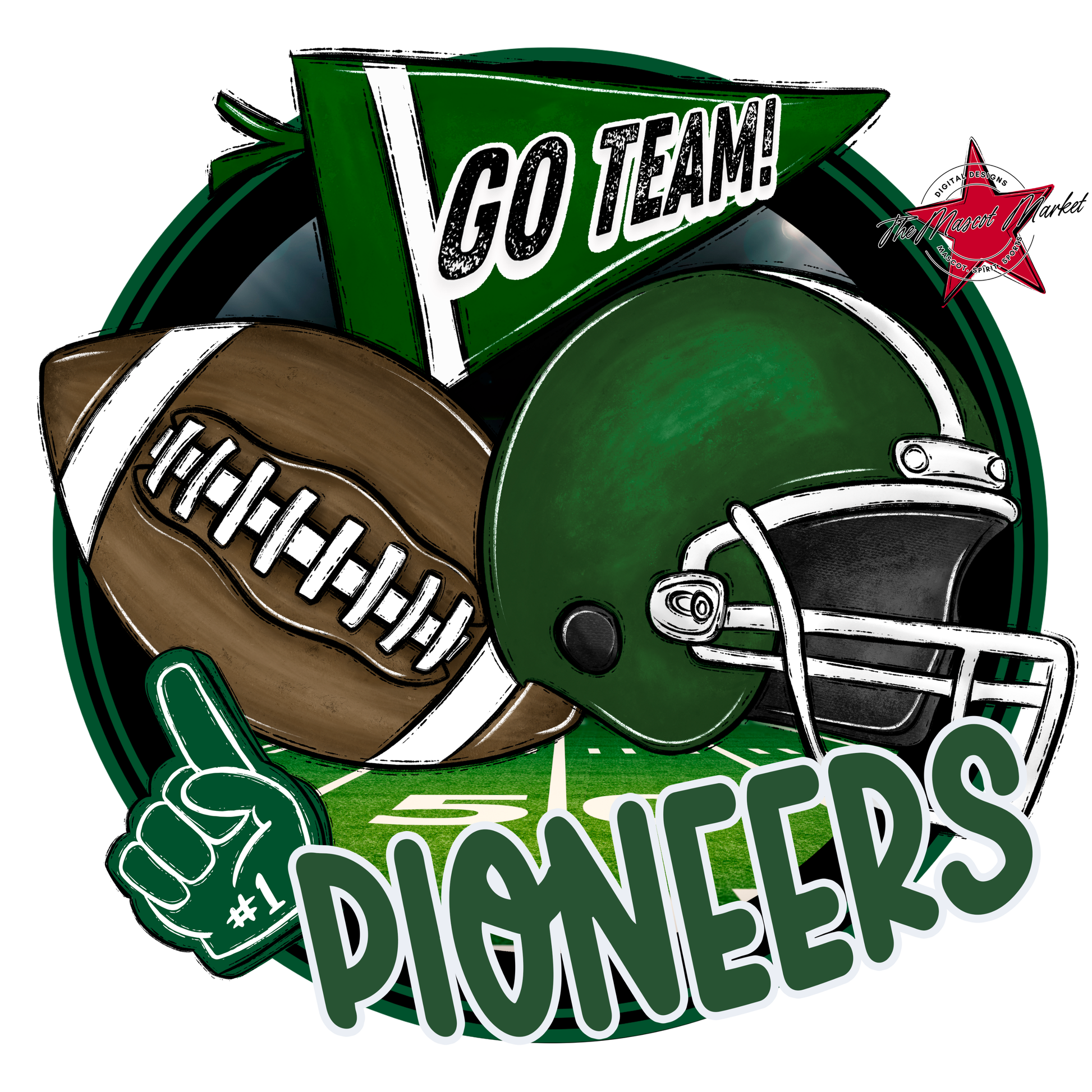 Pioneers Circle Football Design-Green
