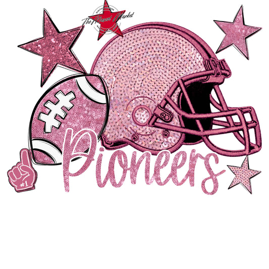 Pioneers Football Embroidered Sequins Design-Pink Out