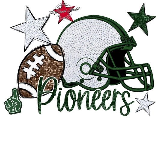 Pioneers Football Embroidered Sequins Design-Green