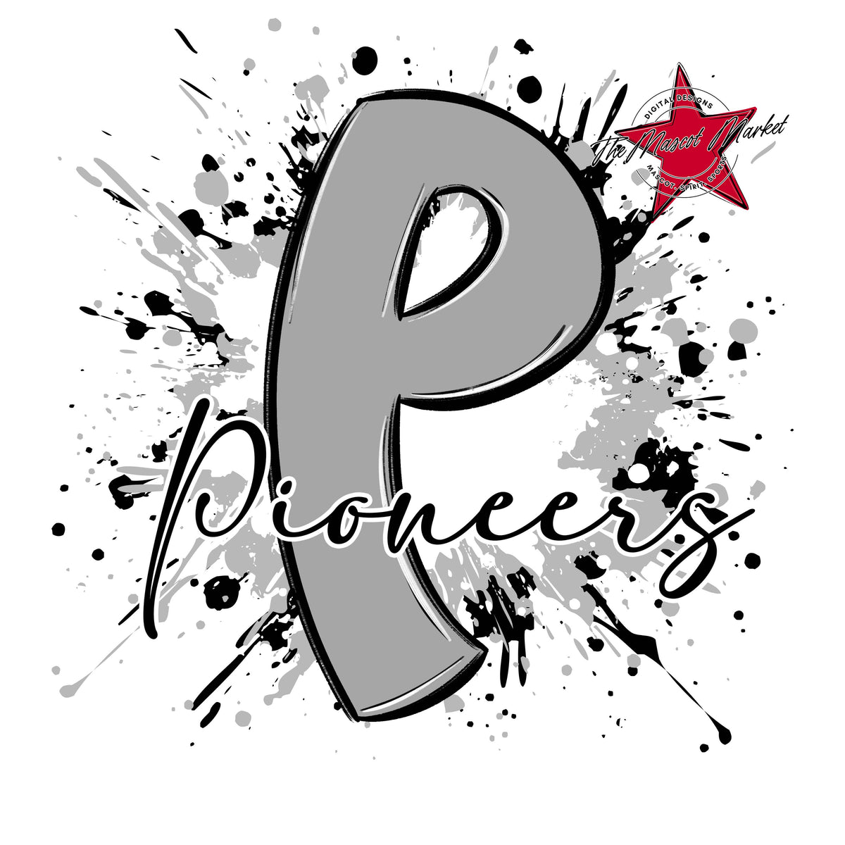 Pioneers Mascot Splatter-Grey