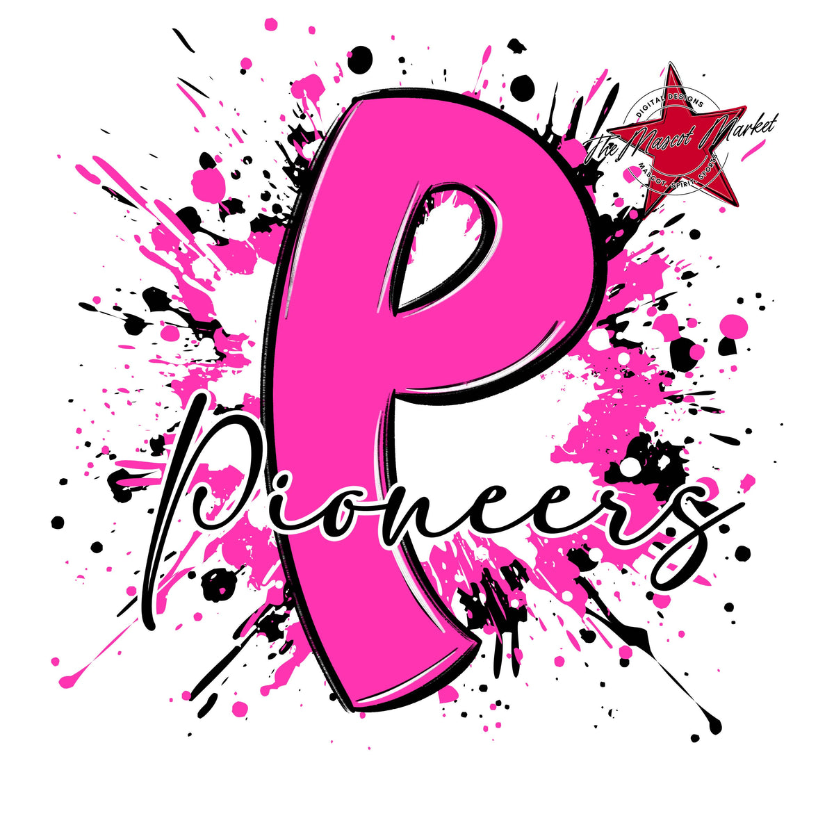 Pioneers Mascot Splatter-Pink