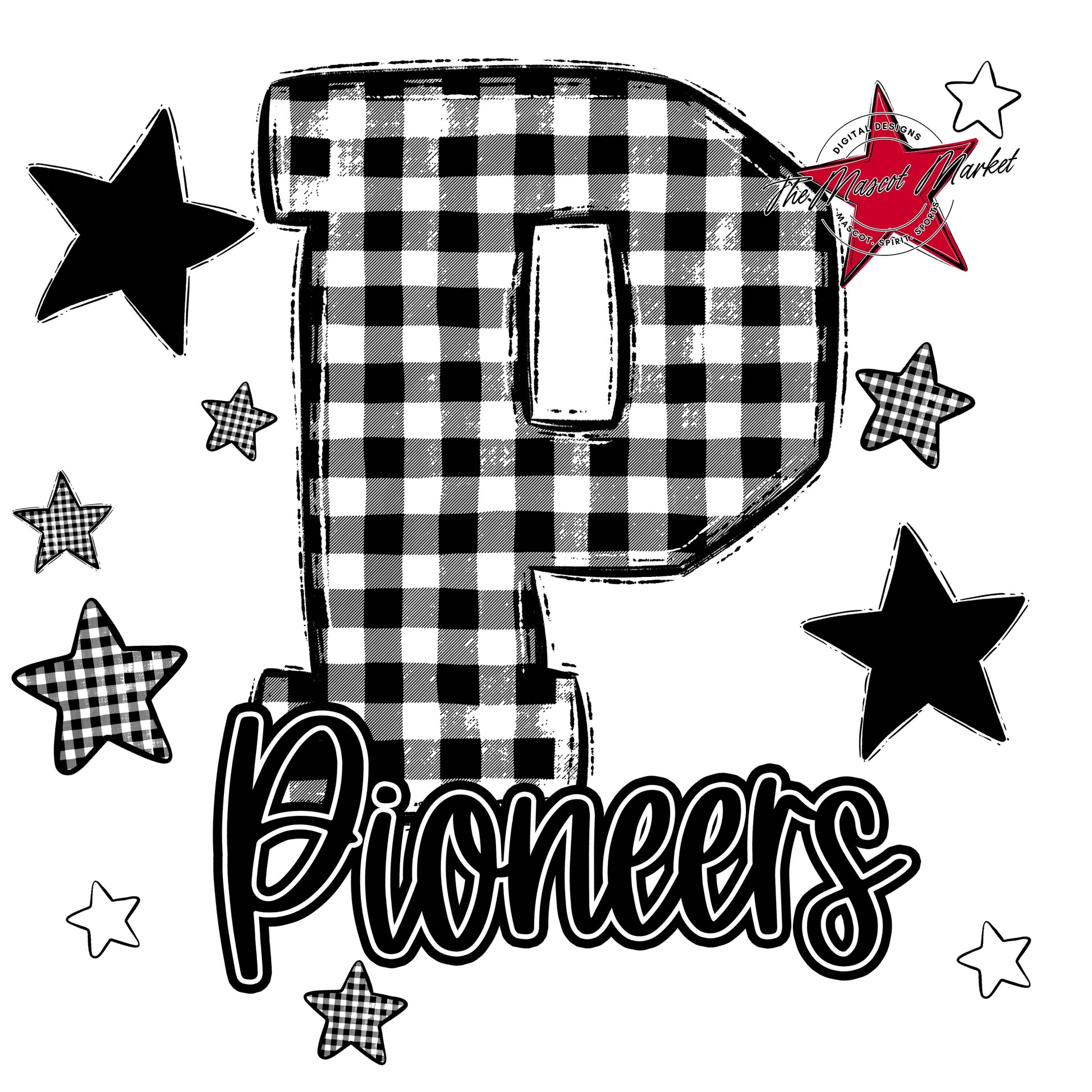 Pioneers Plaid Star Design-Black