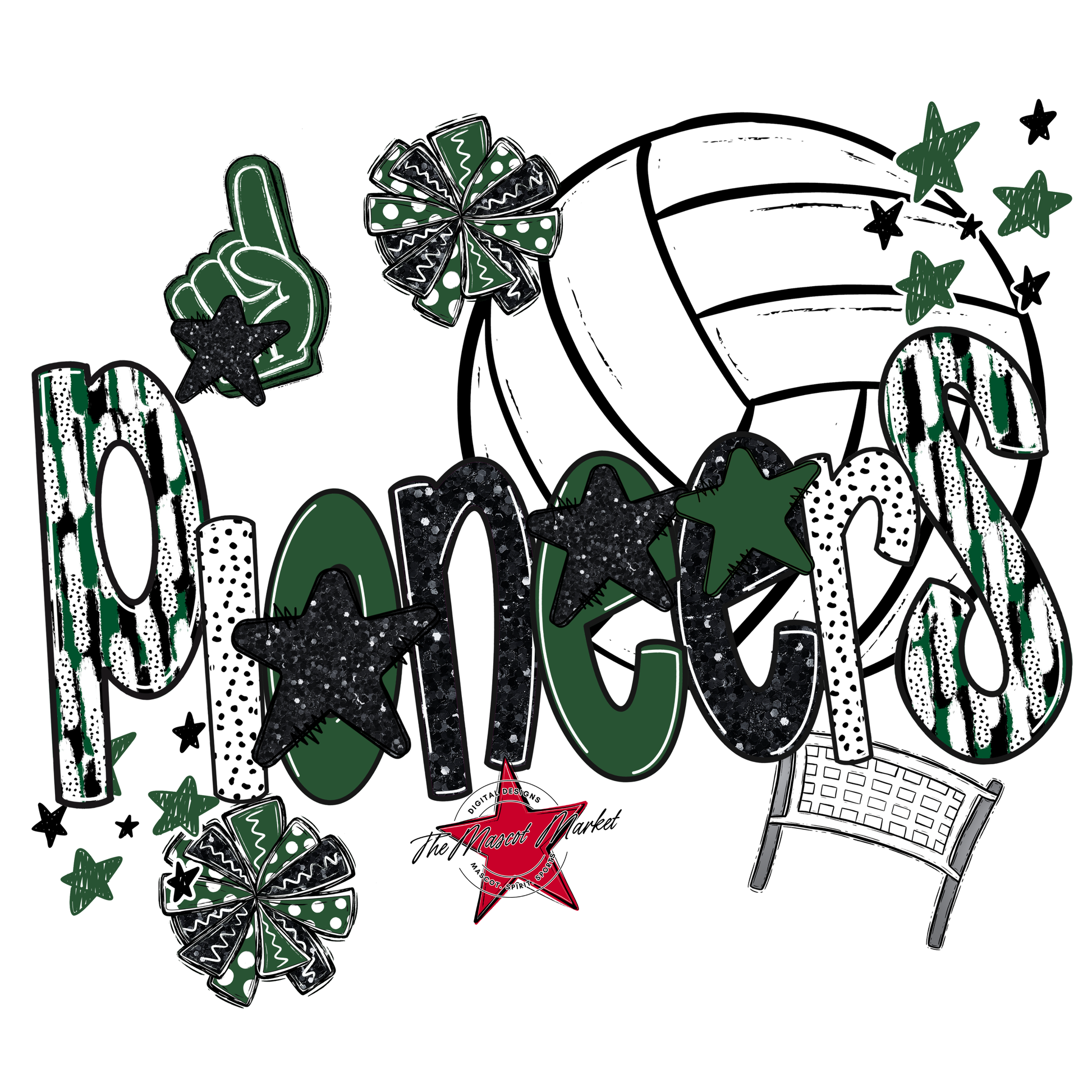 Pioneers Volleyball Scrape-Green