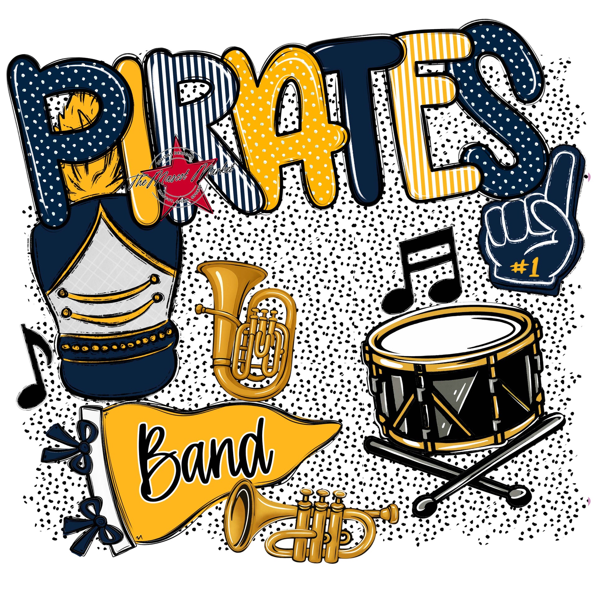 Pirates Band Spirit-Navy & Yellow