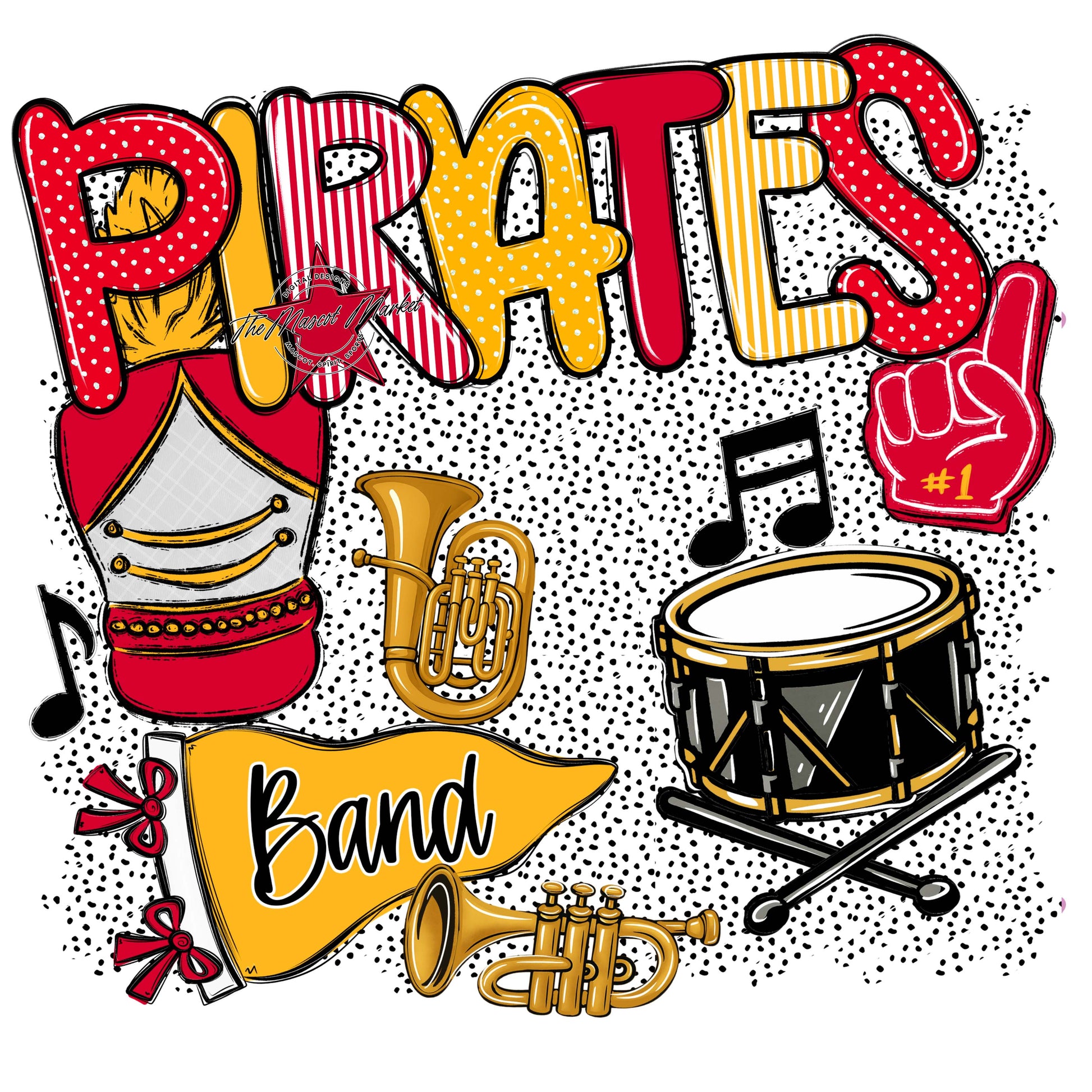 Pirates Band Spirit-Red & Yellow