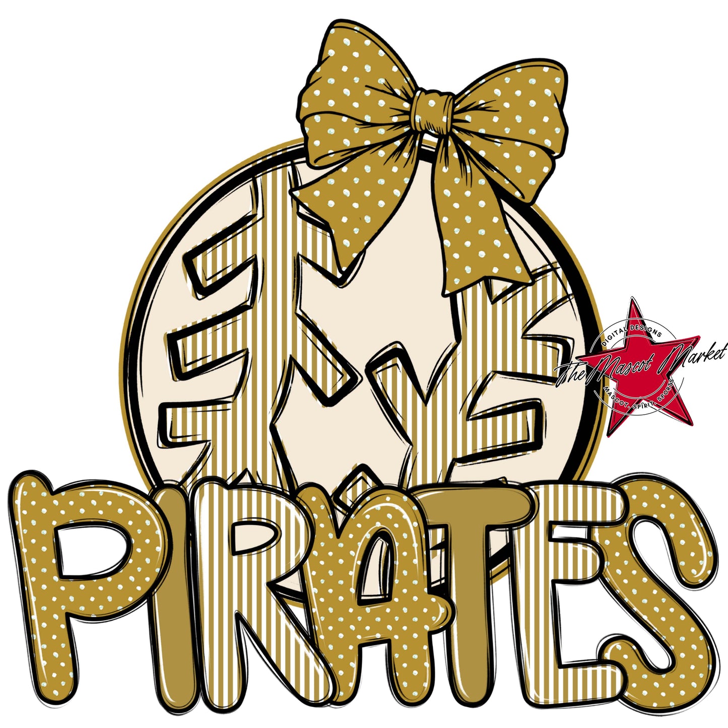 Pirates Baseball-Softball Spirit Design-Gold