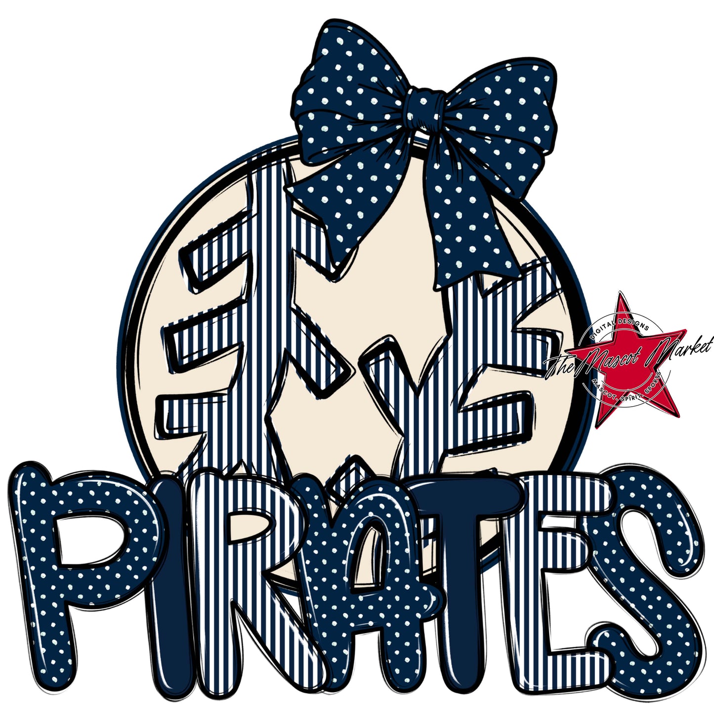 Pirates Baseball-Softball Spirit Design-Navy