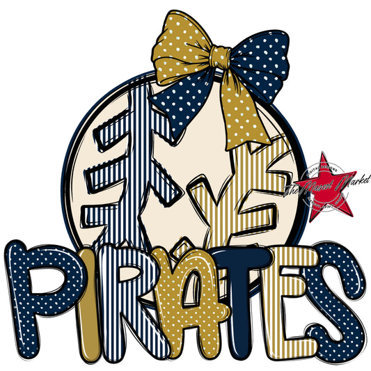 Pirates Baseball-Softball Spirit Design-Navy & Gold