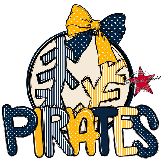 Pirates Baseball-Softball Spirit Design-Navy & Yellow