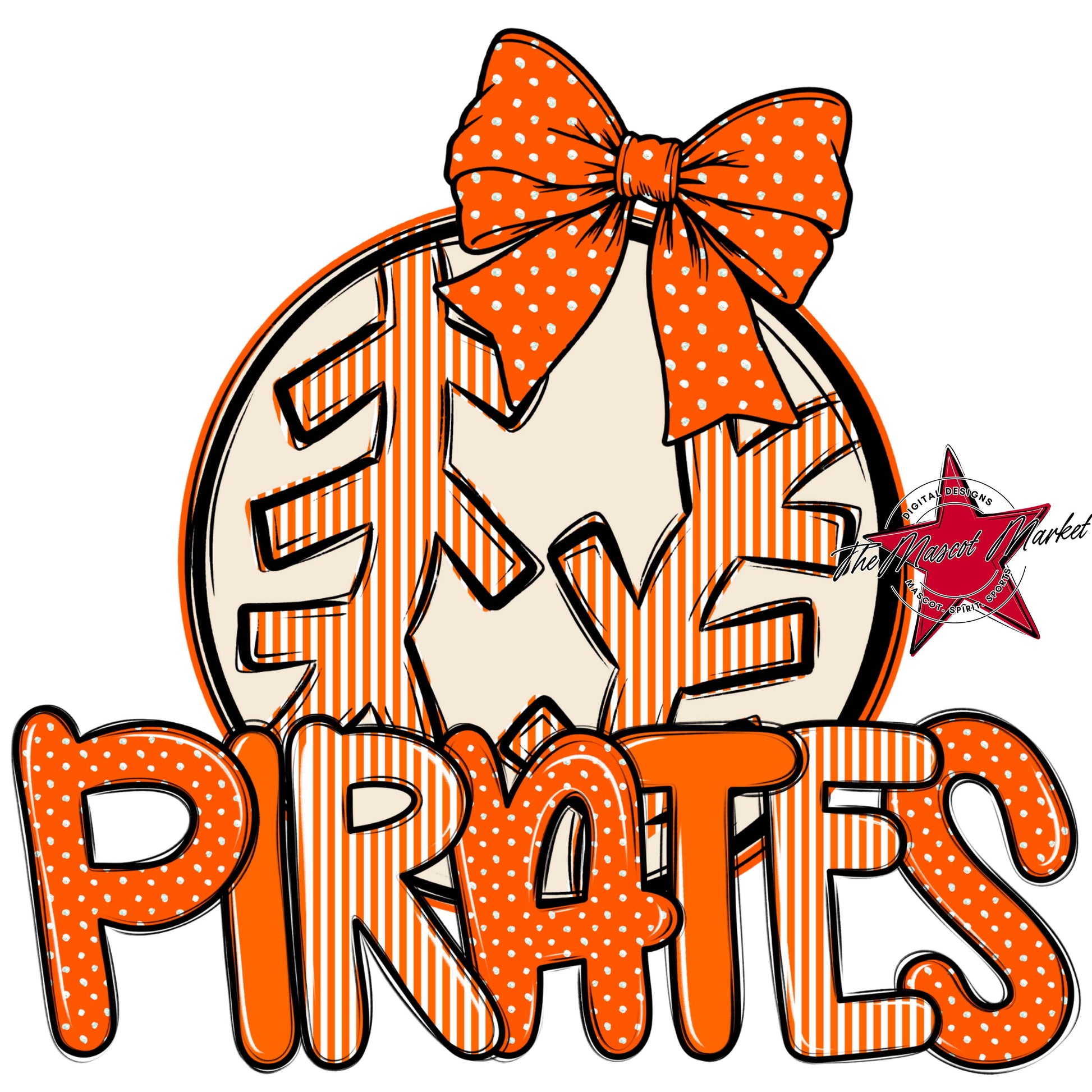 Pirates Baseball-Softball Spirit Design-Orange