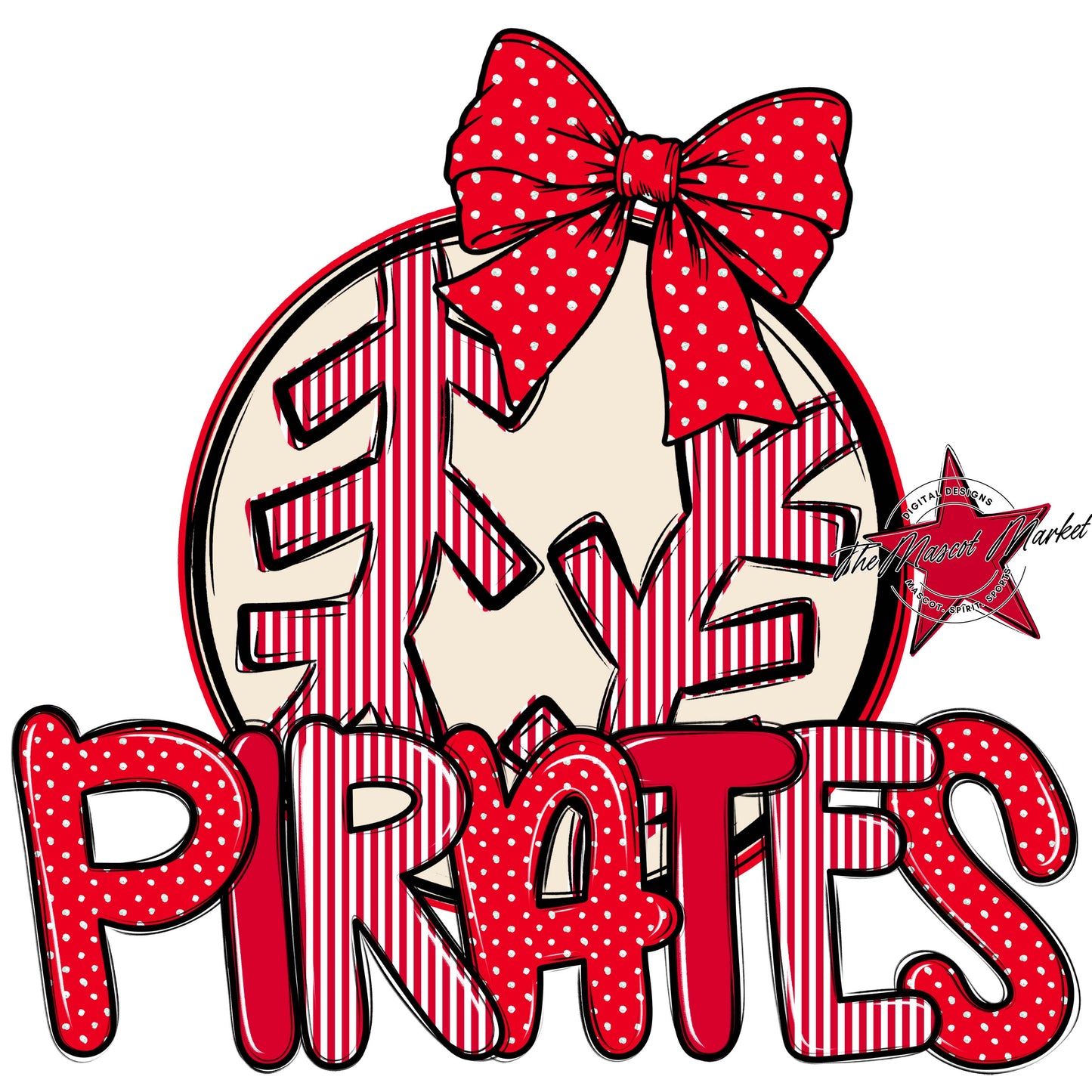 Pirates Baseball-Softball Spirit Design-Red