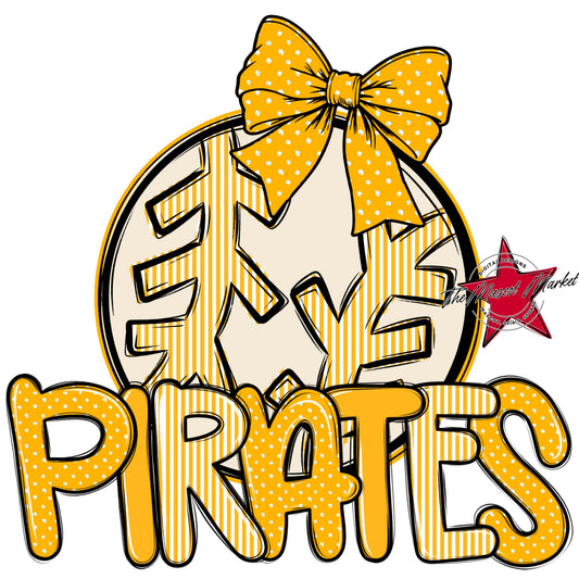 Pirates Baseball-Softball Spirit Design-Yellow