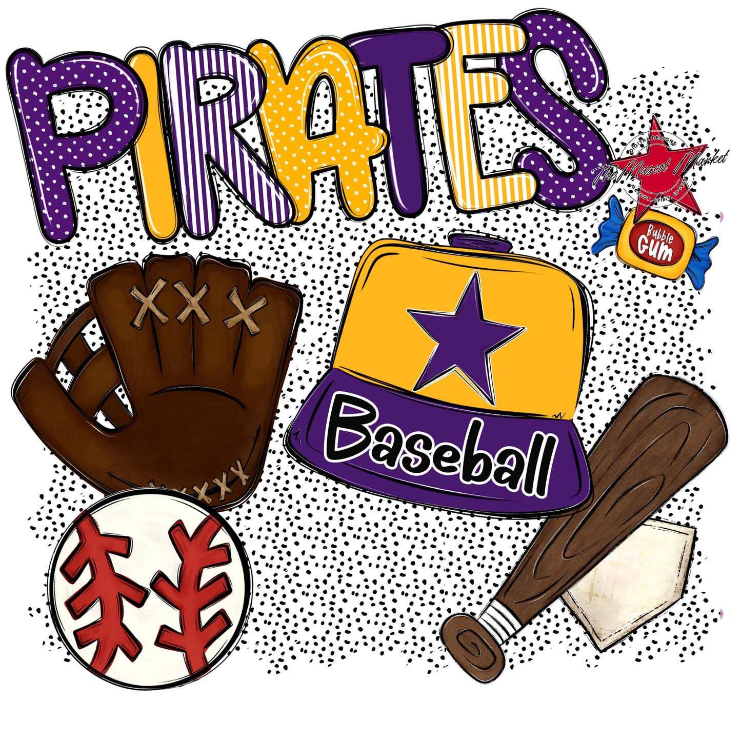 Pirates Baseball Spirit-Purple & Yellow
