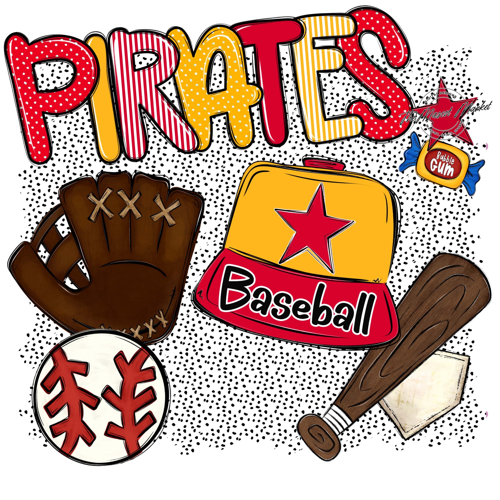 Pirates Baseball Spirit-Red & Yellow