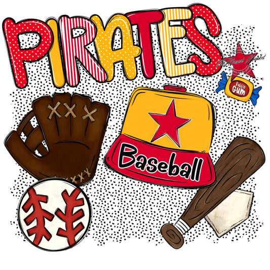 Pirates Baseball Spirit-Red & Yellow