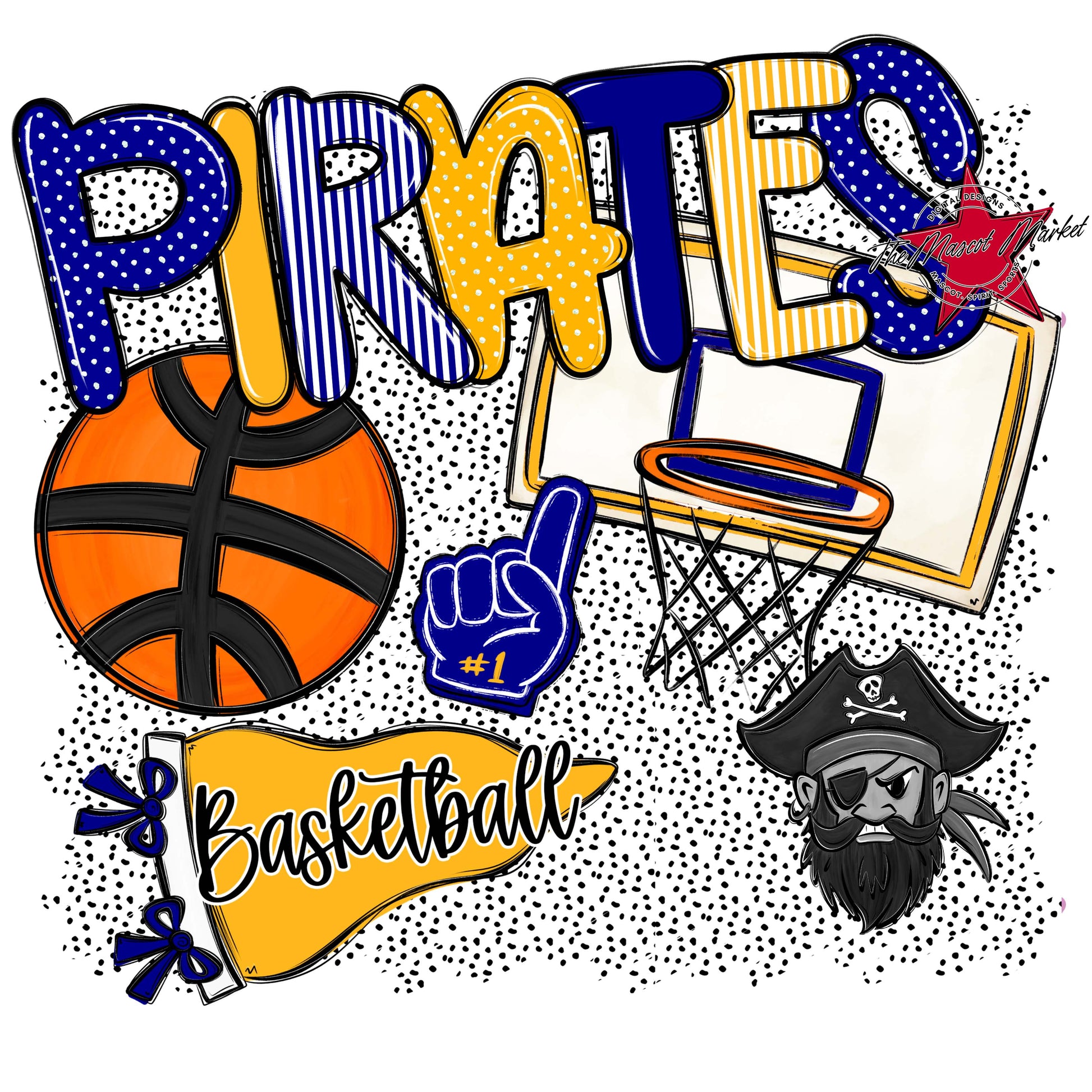 Pirates Basketball Spirit-Blue & Yellow