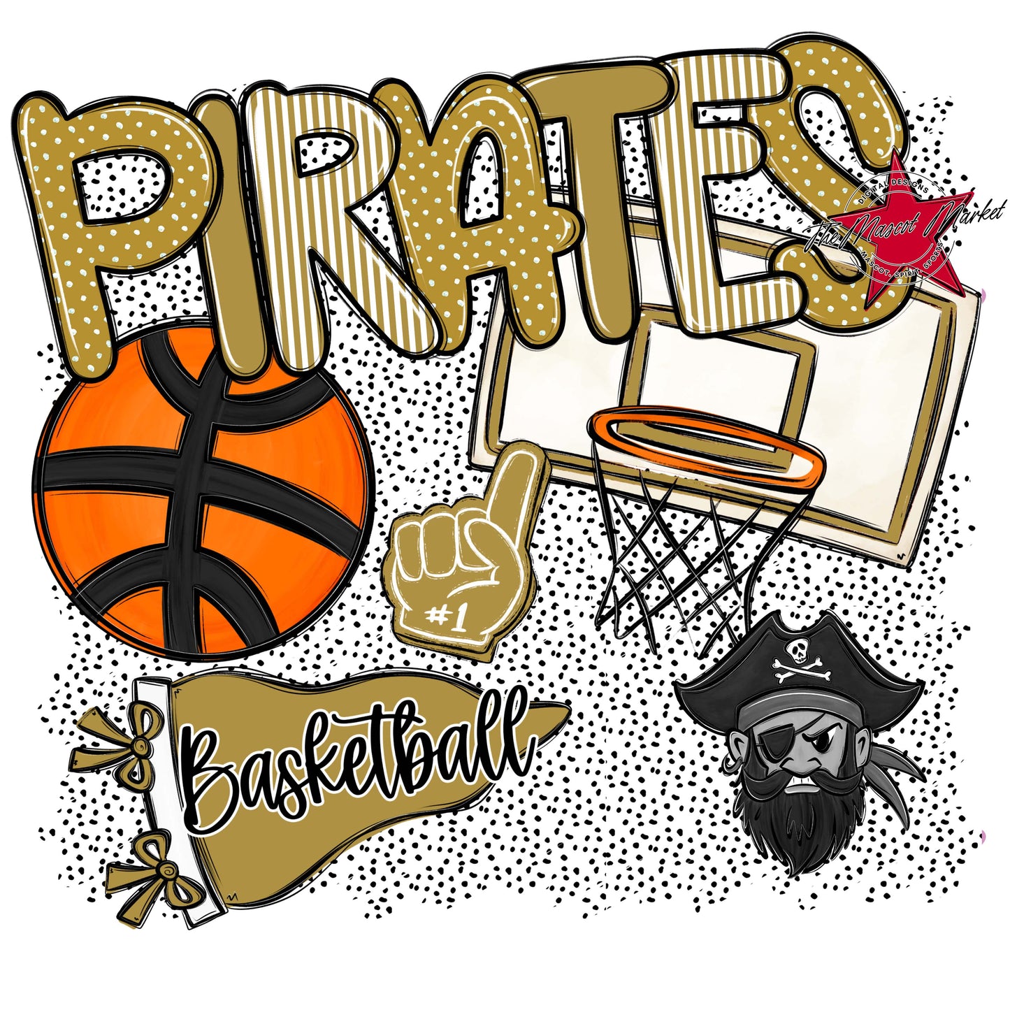 Pirates Basketball Spirit-Gold