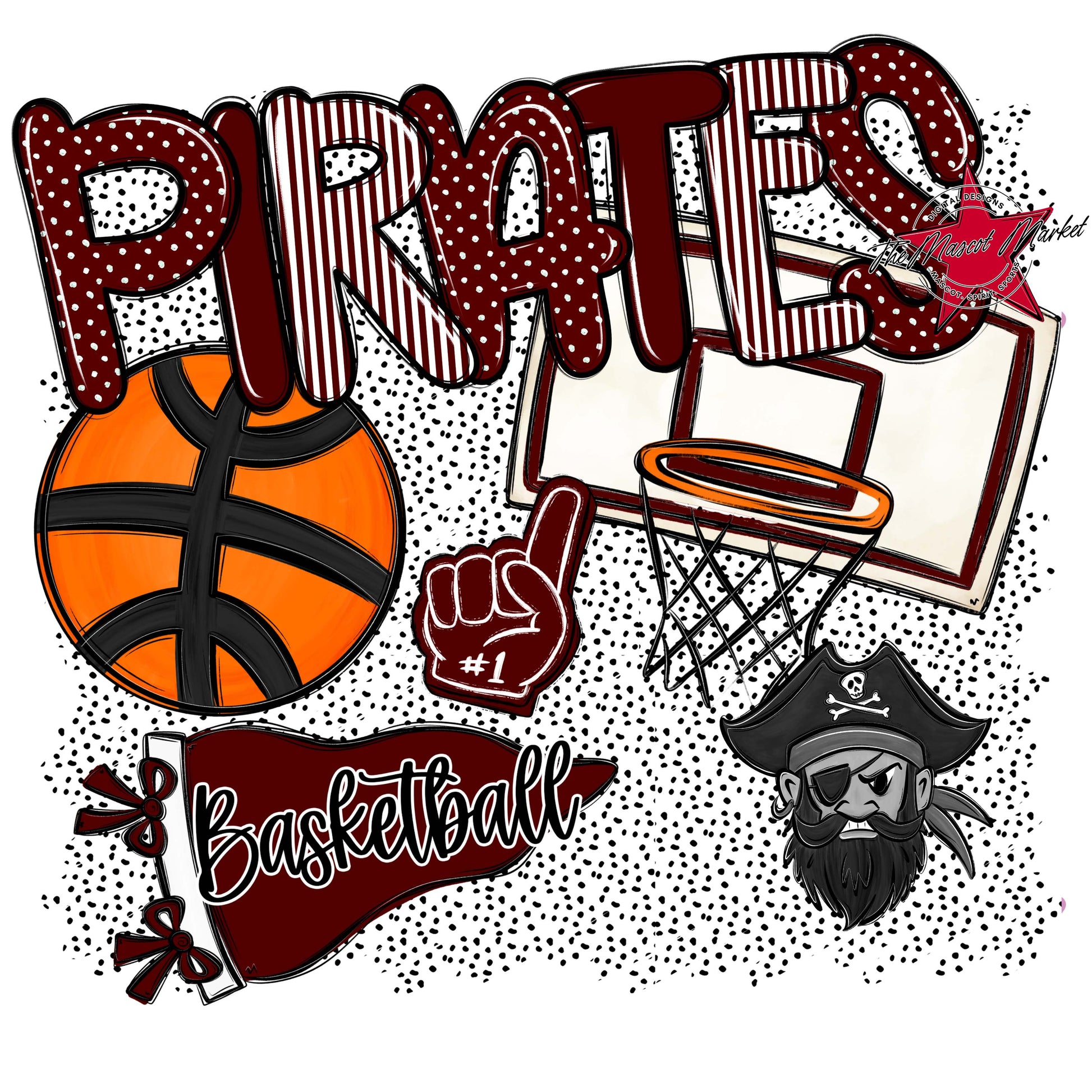 Pirates Basketball Spirit-Maroon