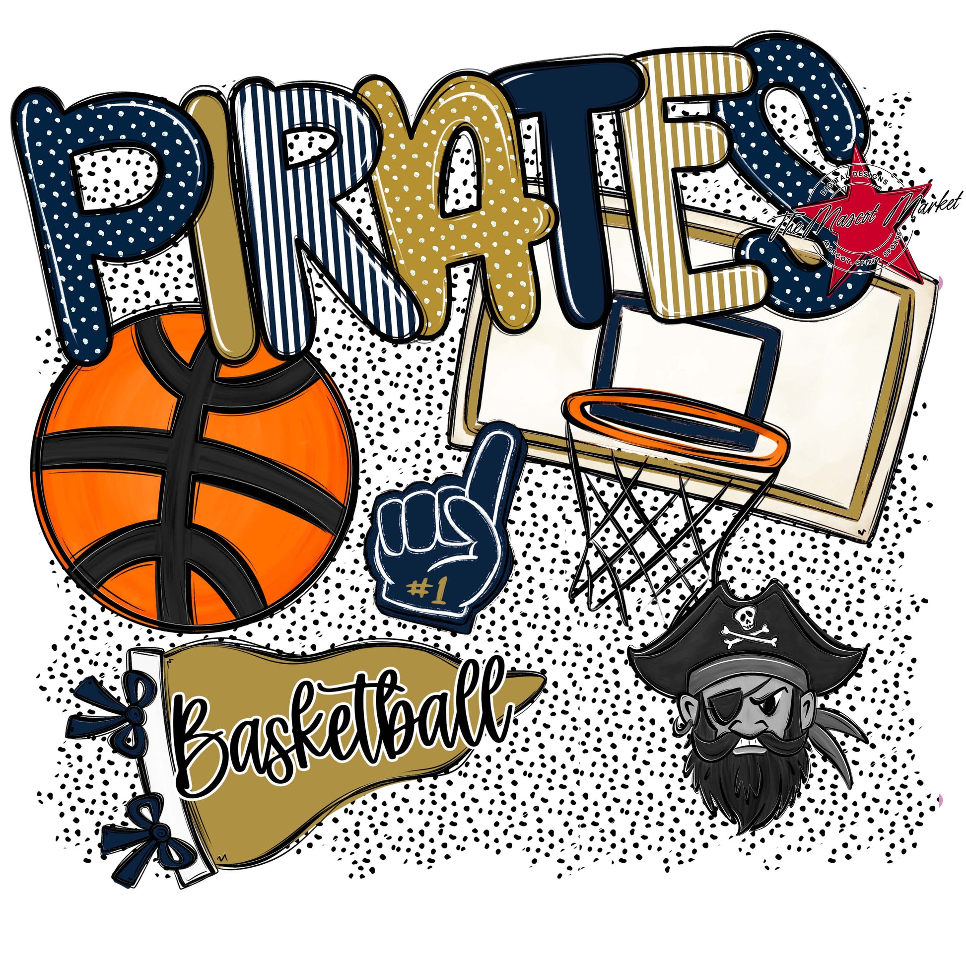 Pirates Basketball Spirit-Navy & Gold