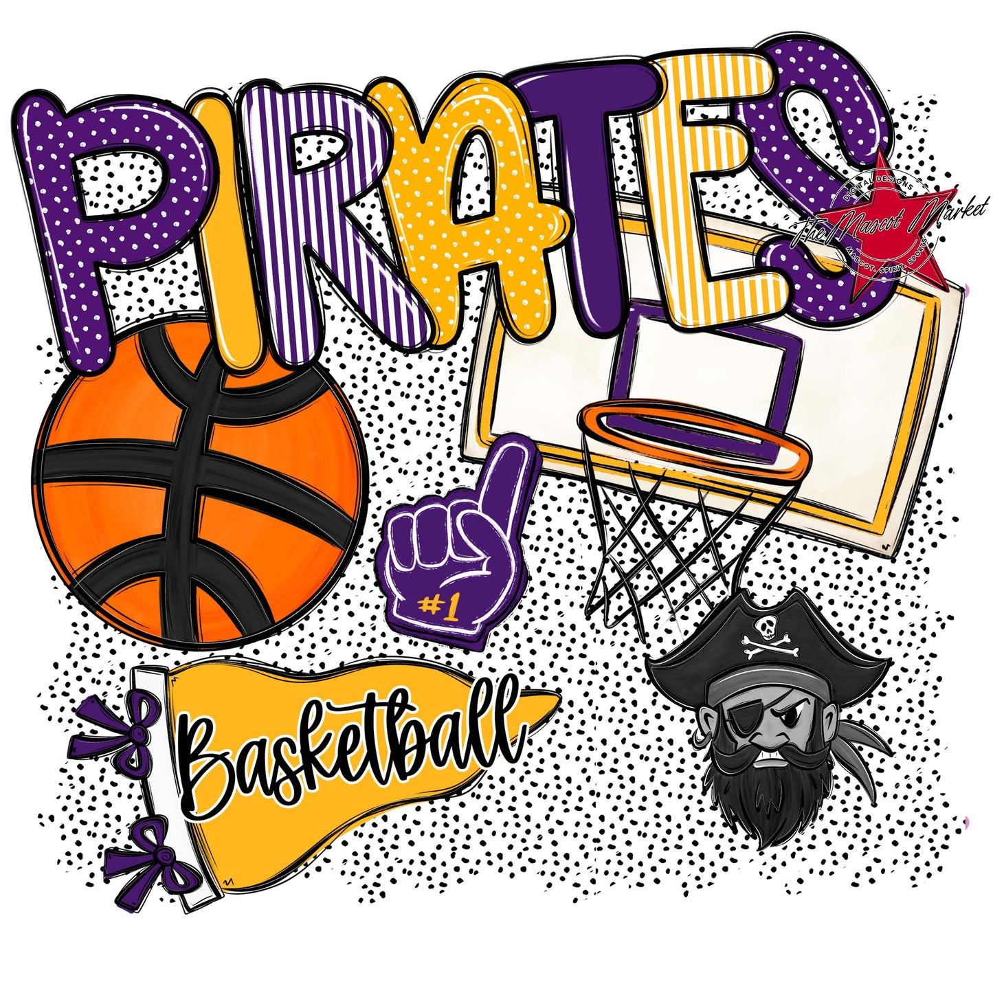 Pirates Basketball Spirit-Purple & Yellow