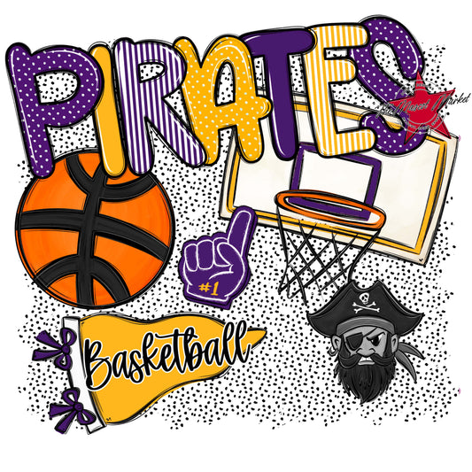 Pirates Basketball Spirit-Purple & Yellow