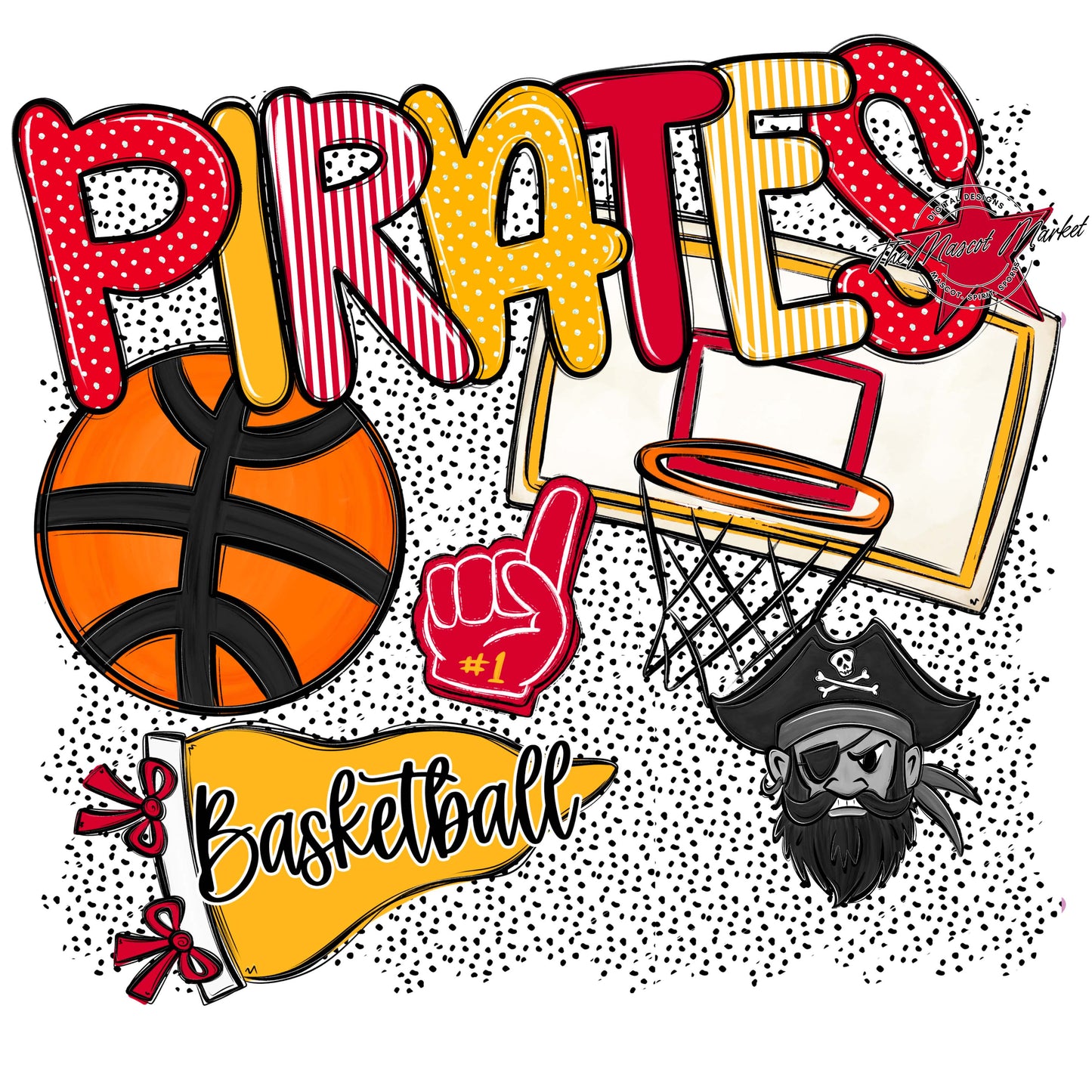 Pirates Basketball Spirit-Red & Yellow