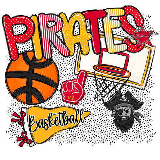 Pirates Basketball Spirit-Red & Yellow