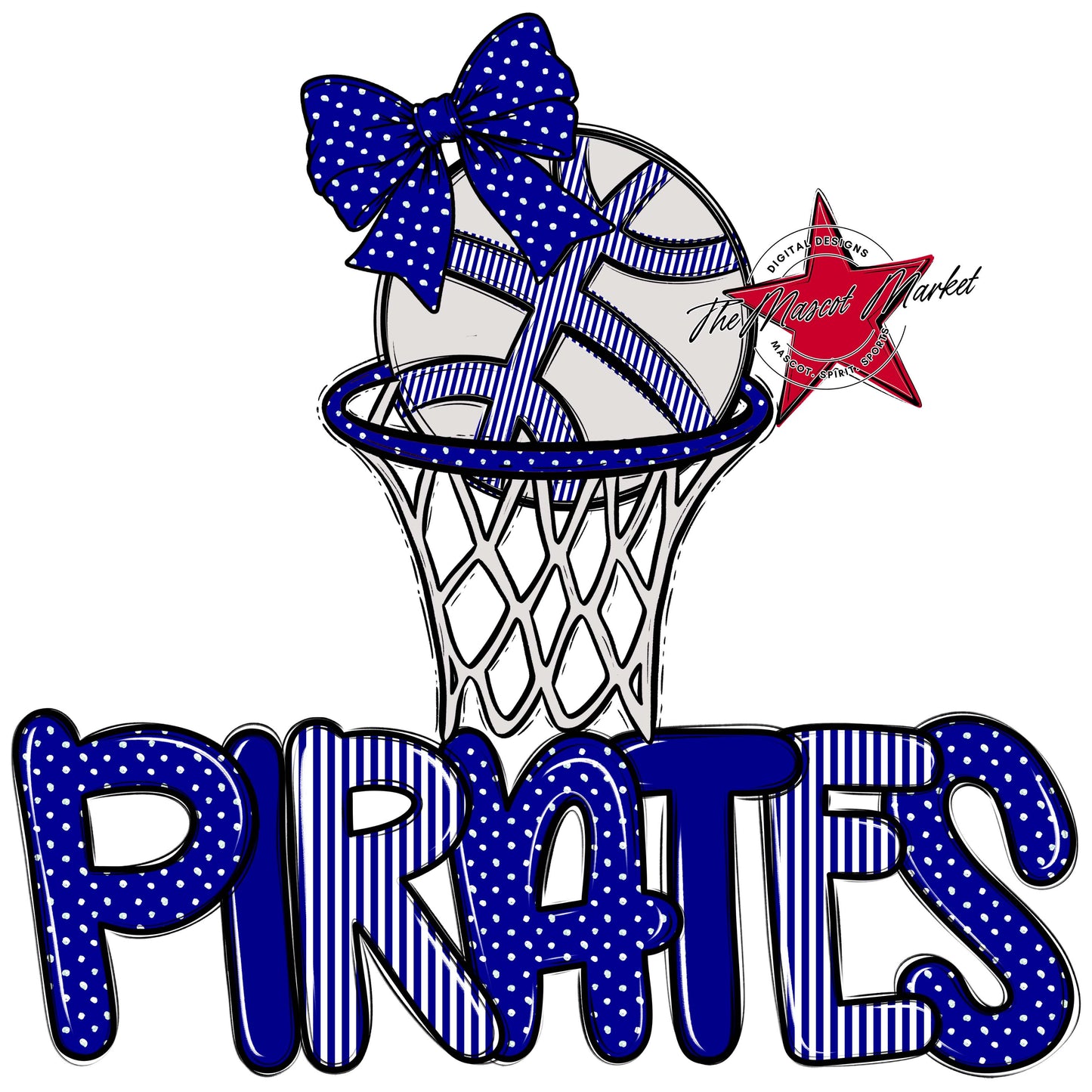 Pirates Basketball Spirit Design-Blue
