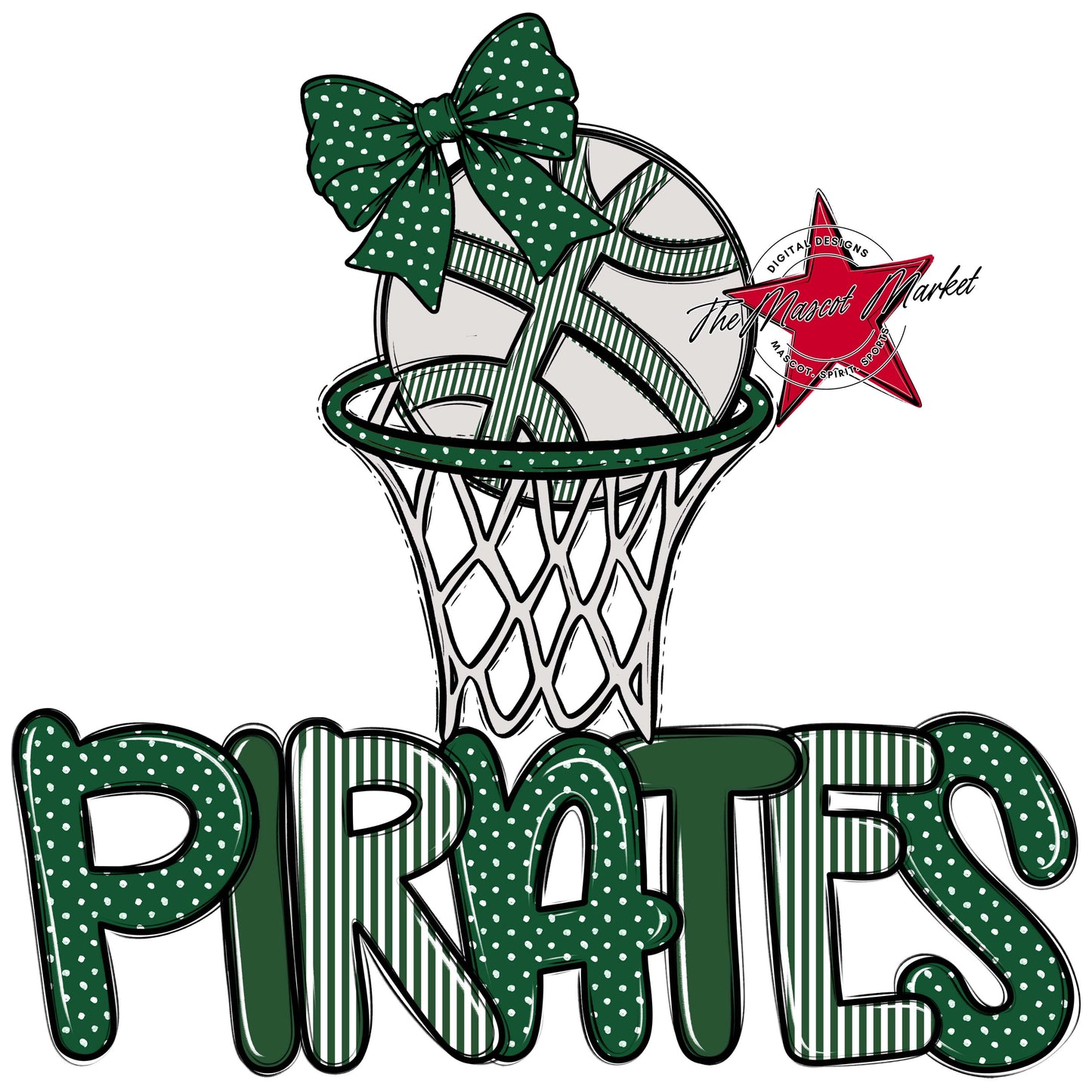 Pirates Basketball Spirit Design-Green