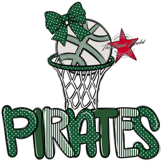 Pirates Basketball Spirit Design-Green