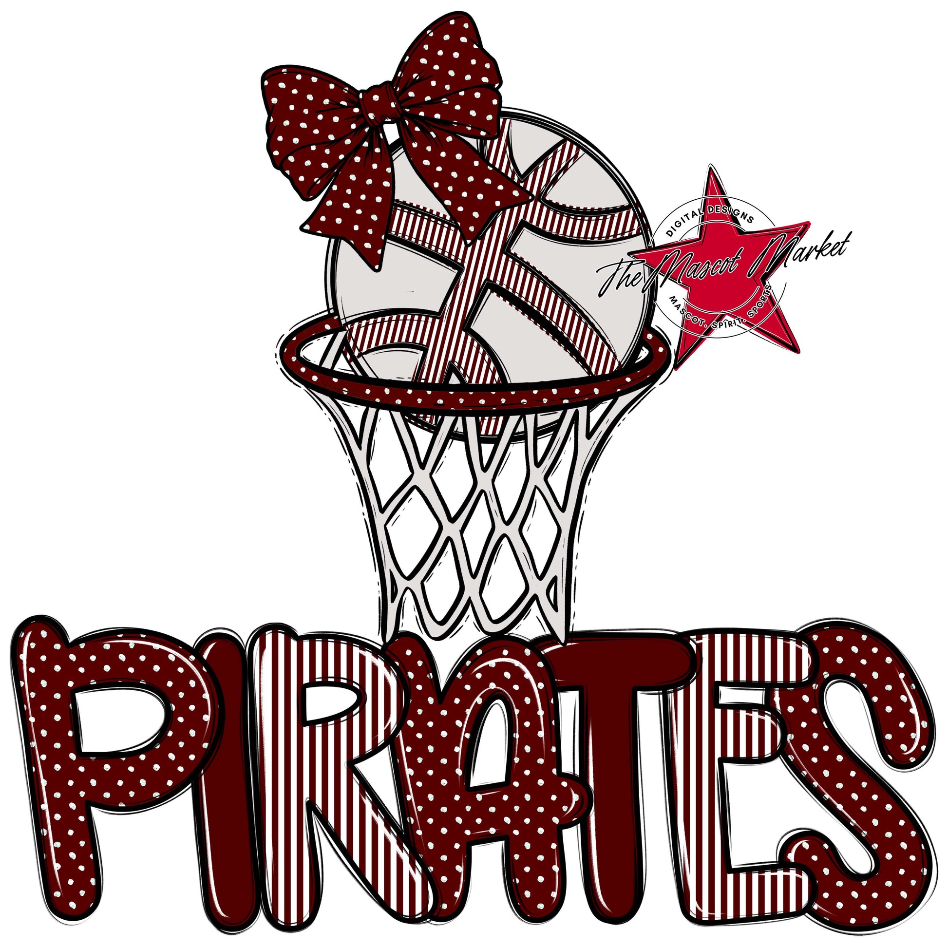 Pirates Basketball Spirit Design-Maroon