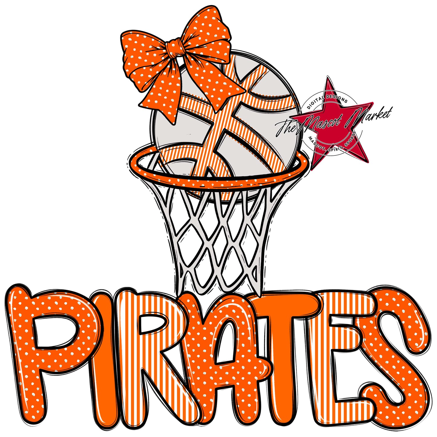 Pirates Basketball Spirit Design-Orange