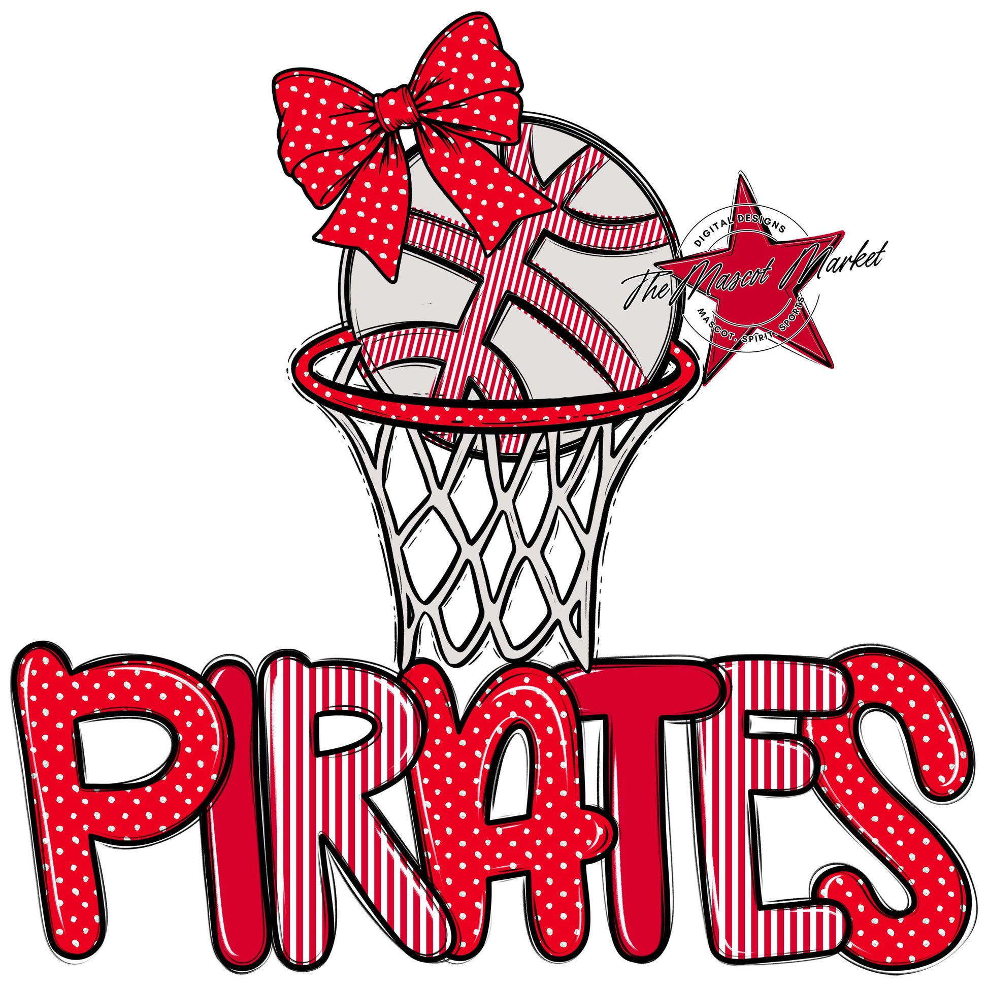 Pirates Basketball Spirit Design-Red