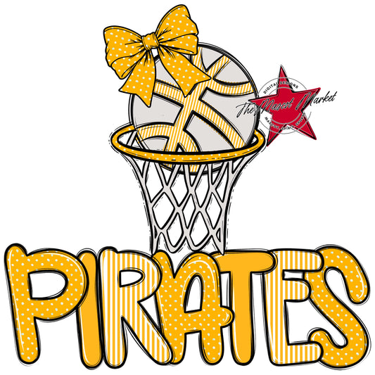 Pirates Basketball Spirit Design-Yellow