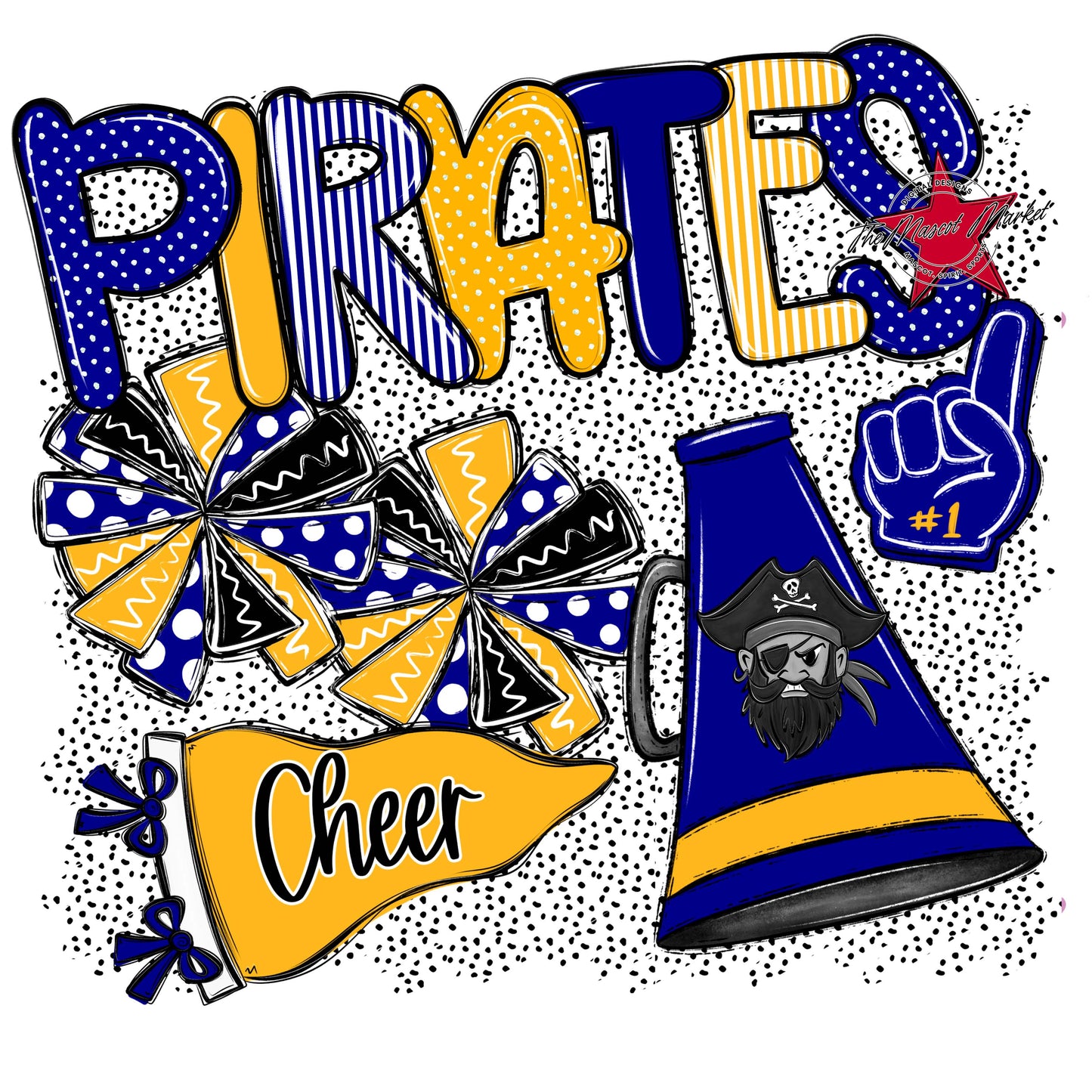 Pirates Cheer Spirit-Blue & Yellow