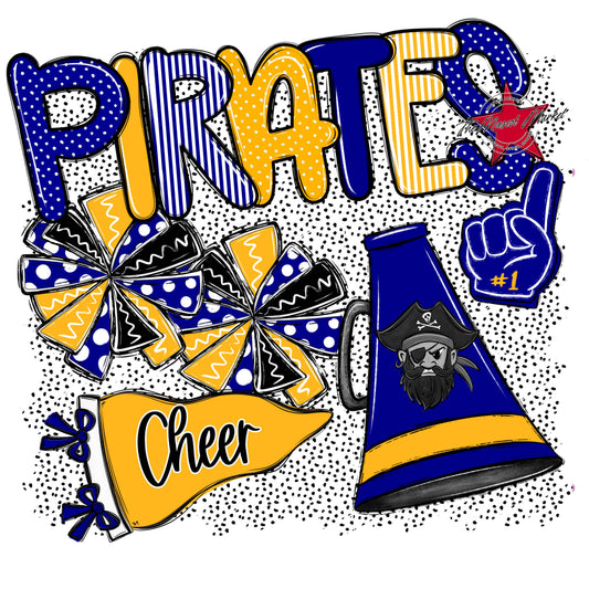 Pirates Cheer Spirit-Blue & Yellow