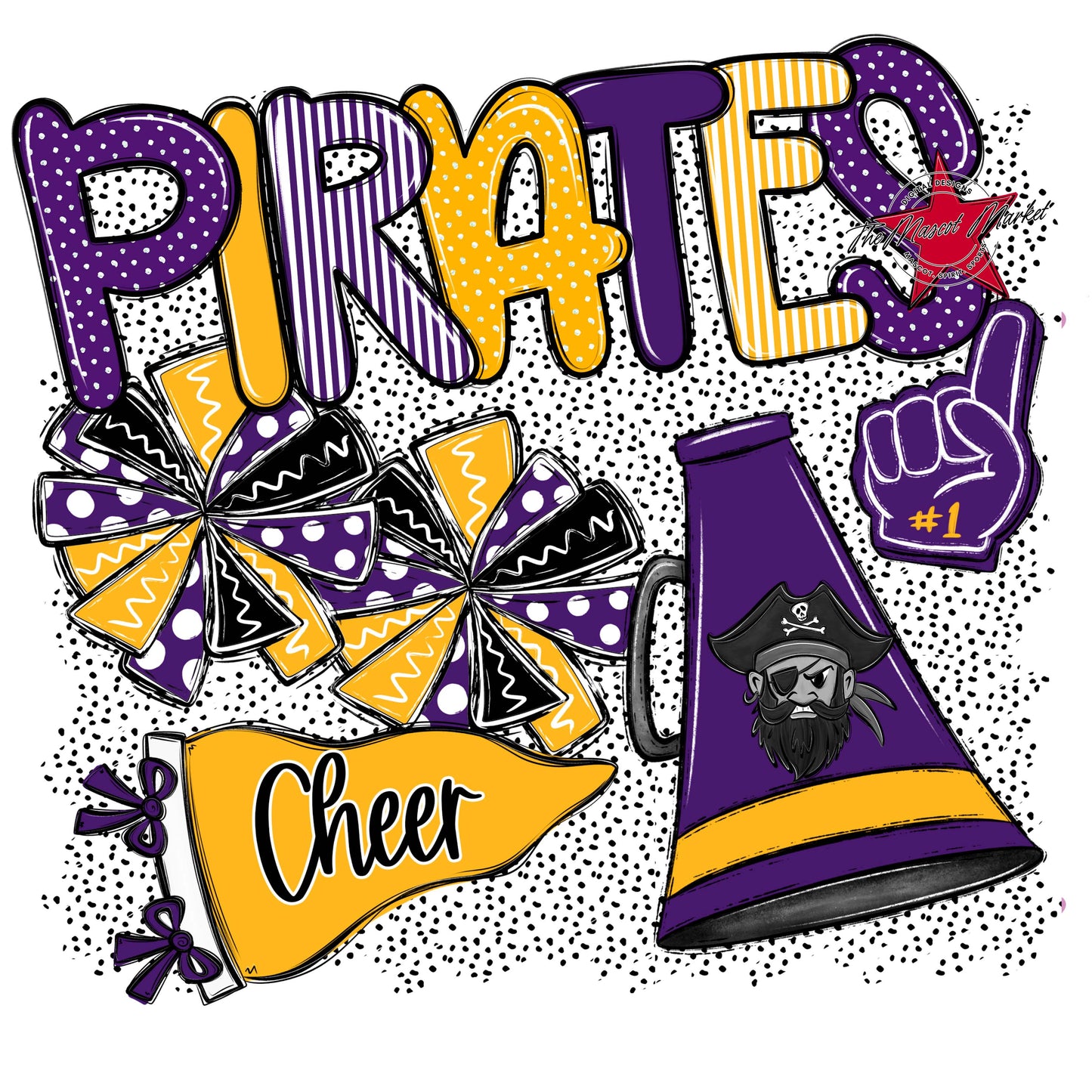 Pirates Cheer Spirit-Purple & Yellow